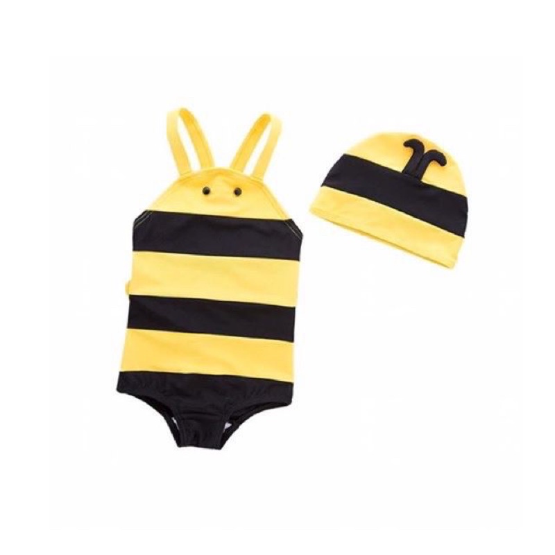 Bee Swimsuit With Hat | Baju Renang Anak Motif Lebah