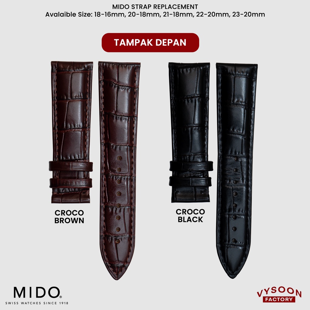 Strap Tali Jam Kulit Leather Jam Tangan 18mm 20mm 22mm Mengerucut