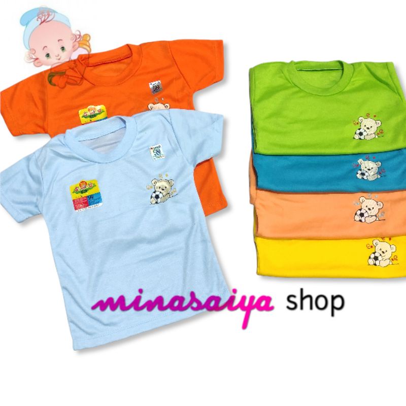 SAMLEO 6 pcs dan 3 pcs Kaos Oblong Bayi SNI Lengan Pendek Polos Warna Uk. S - XL