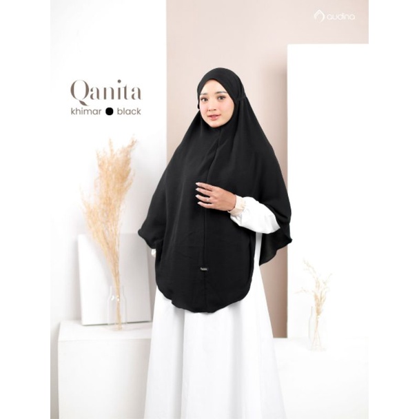 Qonita Khimar Putih Tulang ORI Audina/Jilbab Tali /Jilbab Umroh Haji /Non Ped