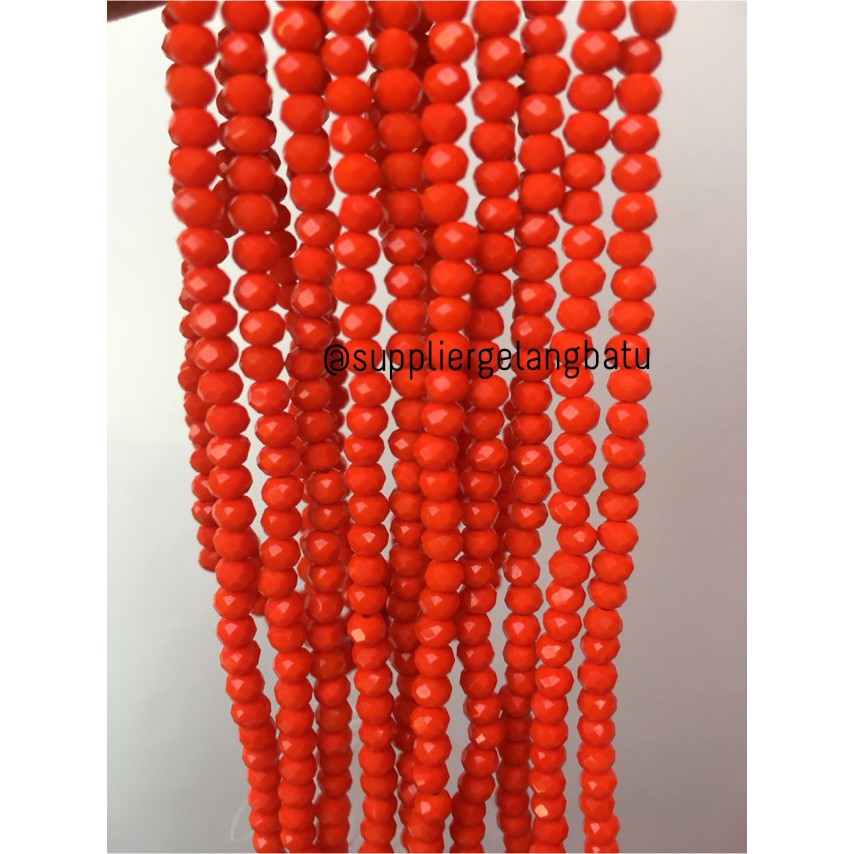 Crystal Ceko Doft 4mm Orange Oren Aksesoris Beads Manik Donat Rondel aksesoris beads craft beads