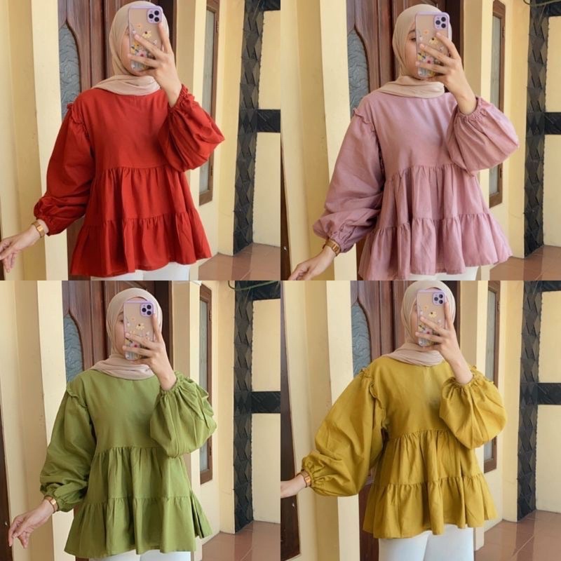 BEFAST - ZRD OOTD Wanita Blouse GAIHE / ANNAYA BLOUSE / Blouse Kasual / Atasan Blus Kekinian / Blouse Lengan Balon Panjang / Blouse Wanita Remaja / Keluaran Terbaru 2022 / Blouse Polos Formal / Fashion Wanita Kerja