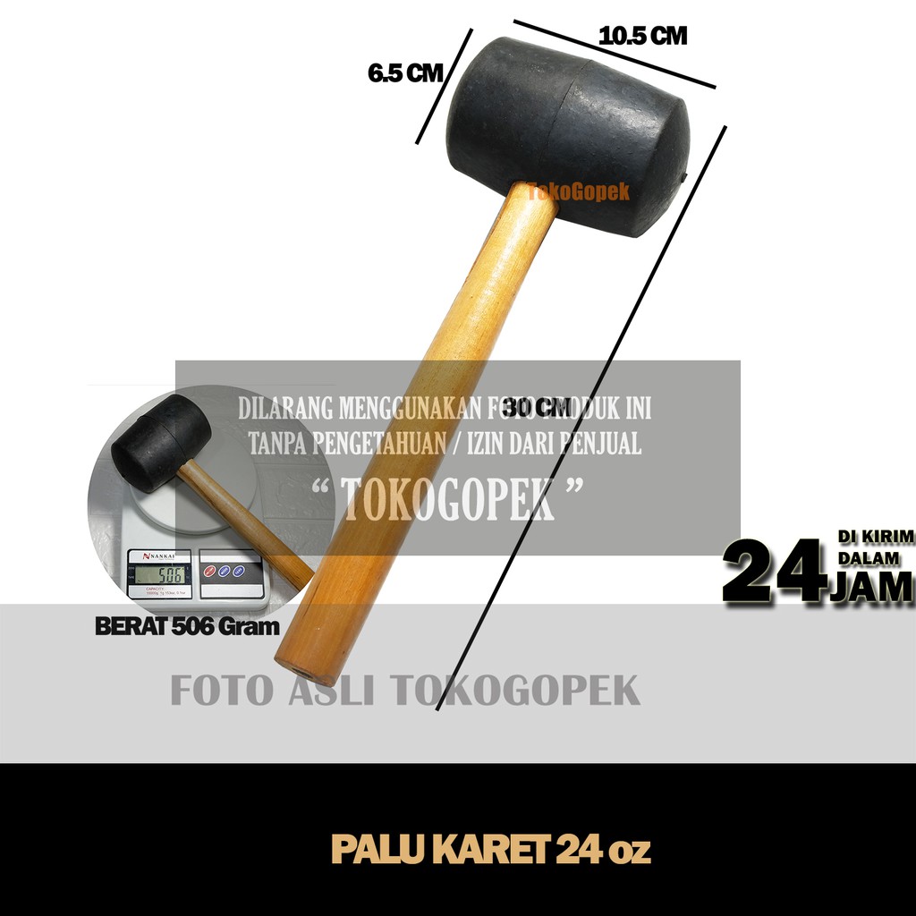 PALU KARET GAGANG KAYU 24oz - PALU KERAMIK JUMBO 24 oz