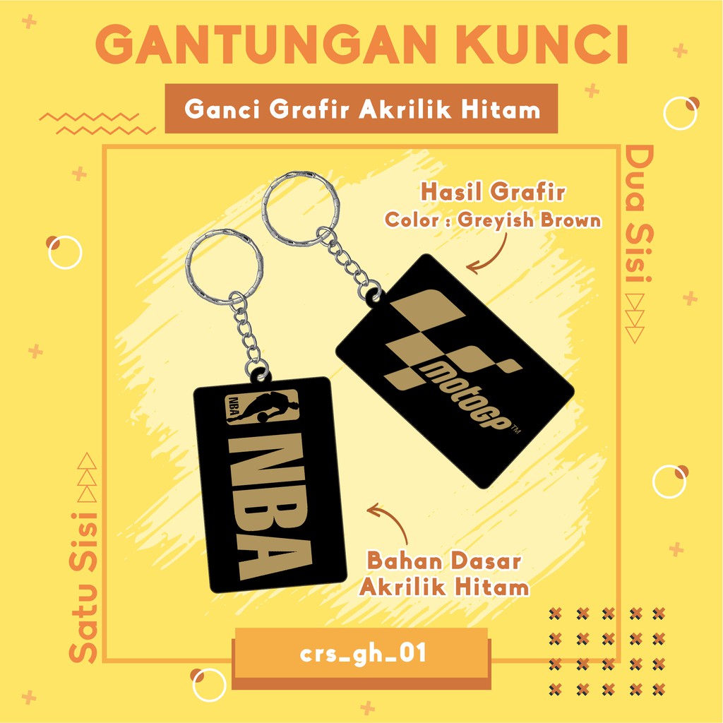 GANTUNGAN KUNCI / GANCI KOTAK CUSTOM GRAFIR BAHAN AKRILIK HITAM