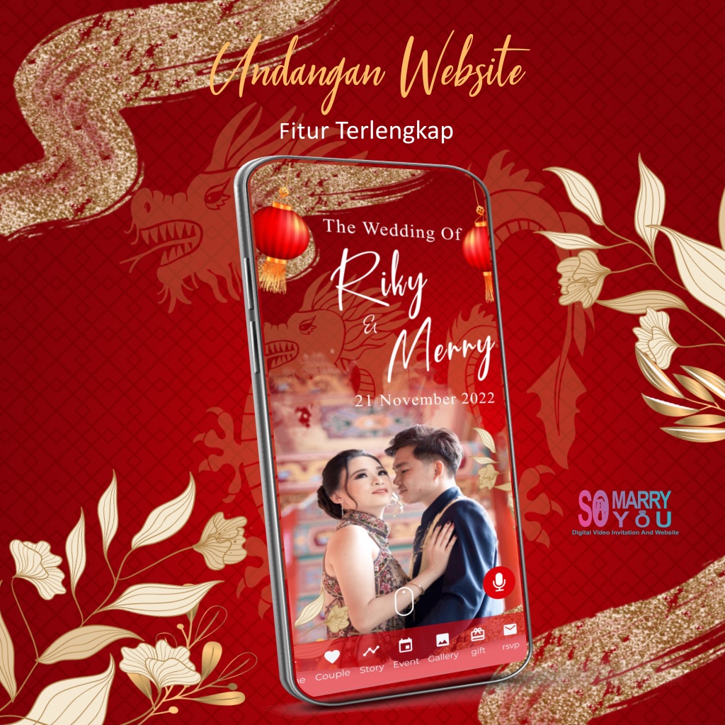Promo Undangan Digital Website Pernikahan Tionghoa Web Invitation Online  Merah Oriental Chinese Man