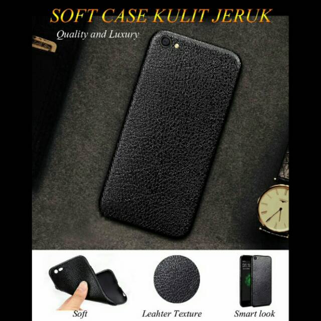 Softcase Kulit Jeruk A8 2018 / A7 2018 - Black Matte Kulit