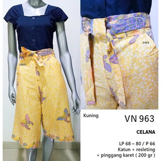 VN963 CELANA  BATIK KULOT  PENDEK TALI  PITA MOTIF LUCU 