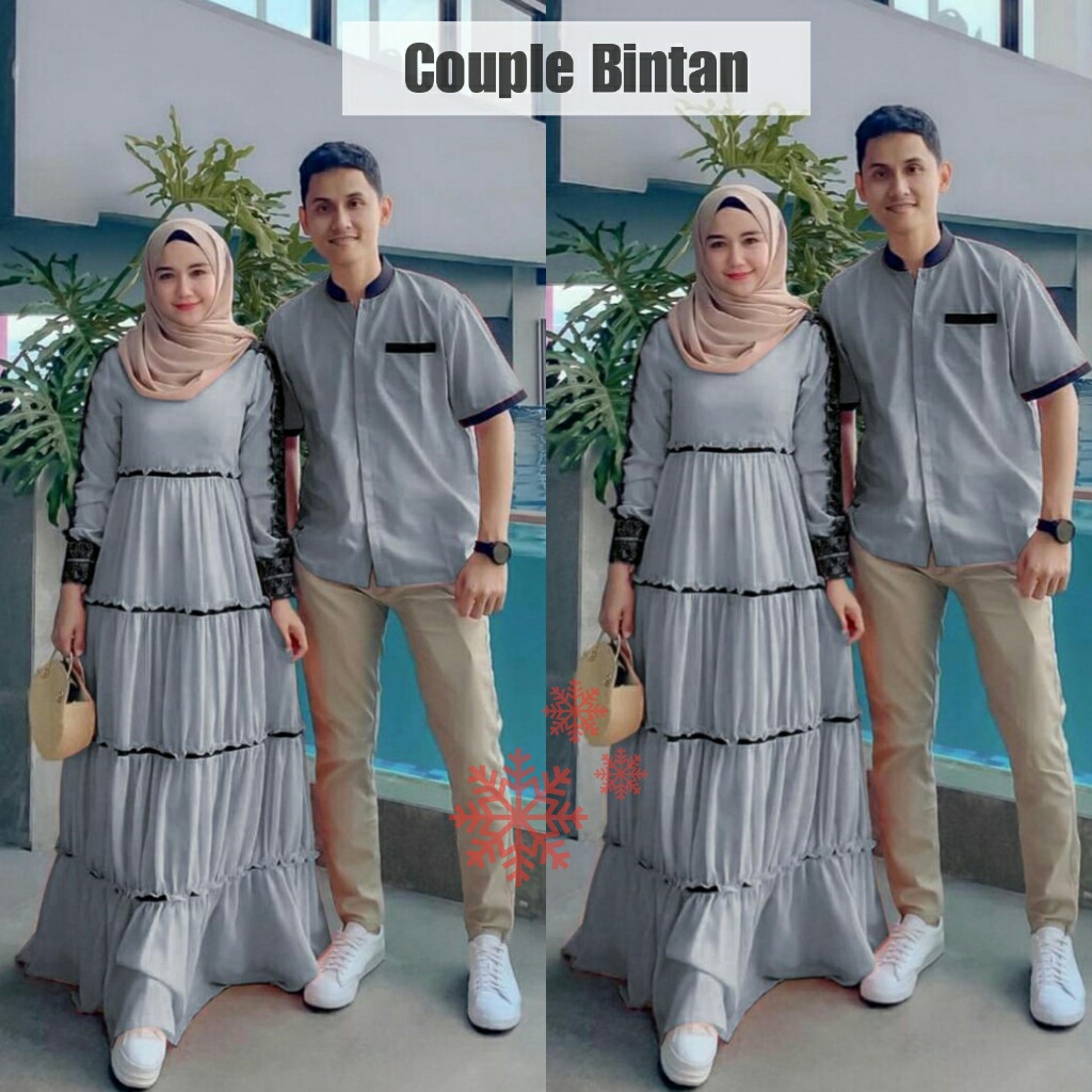 CP BINTAN/COUPLE PRIA WANITA MUSLIM KEKINIAN TERBARU TREND/BAJU PASANGAN PESTA RESEPSI KONDANGAN