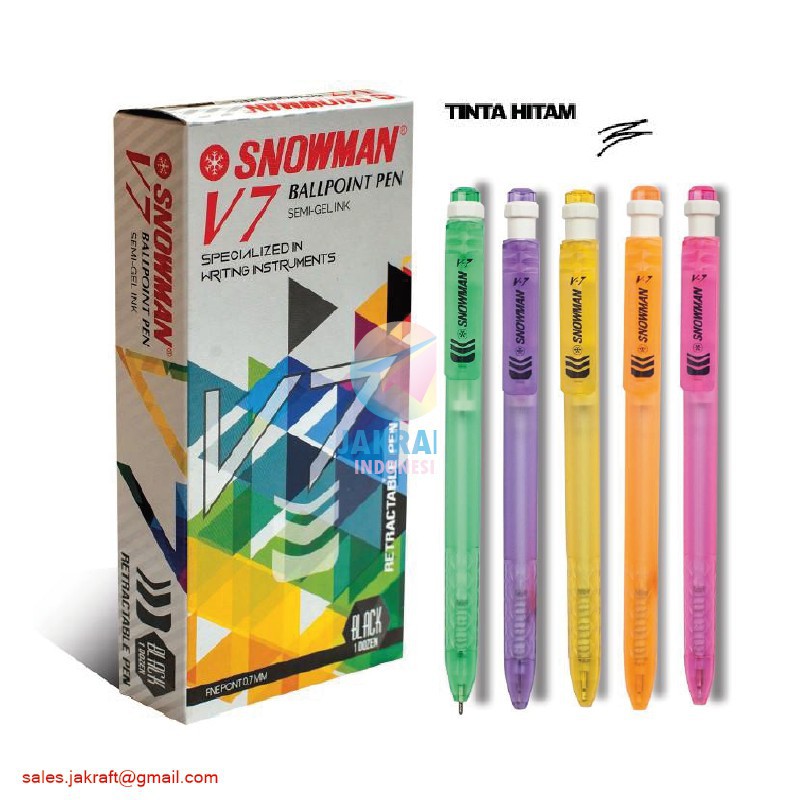 

BALLPEN SNOWMAN V-7 TINTA HITAM