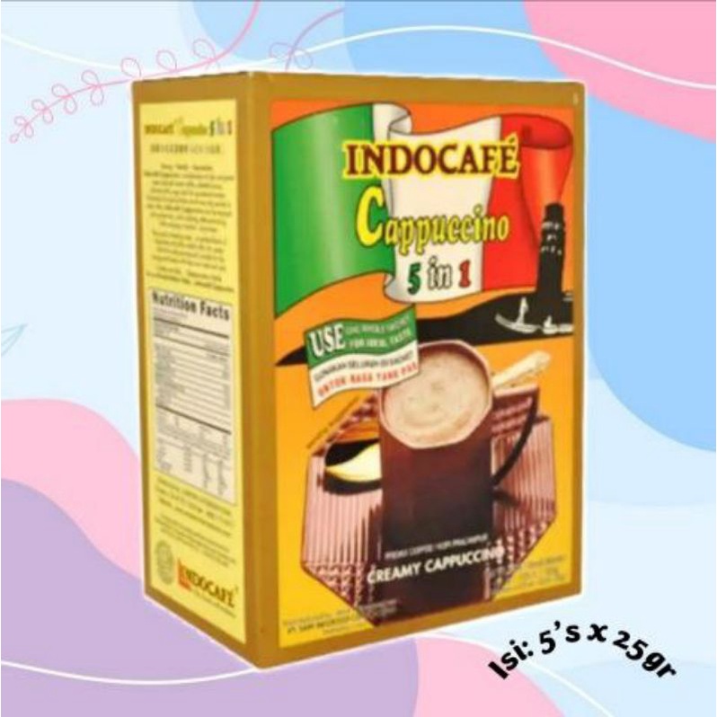 

Indocafe 5sachet x 20gr cofeemix jahe+ginger/first class/capuccino 3in1/5in1kopi instant