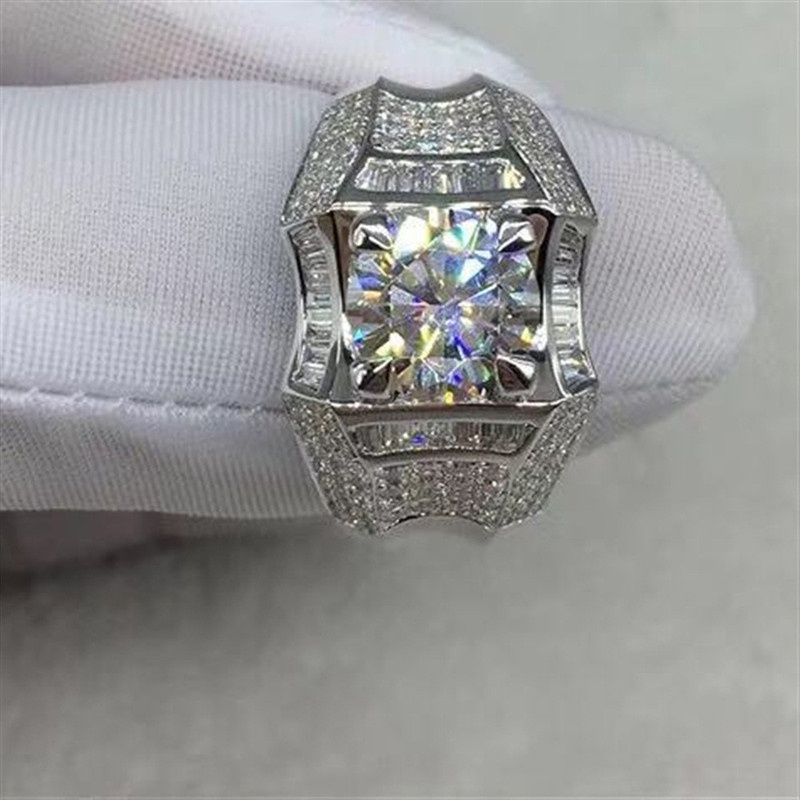 Cincin Pertunangan Berlian Emas Putih Mewah Untuk Fashion Pria dan Wanita