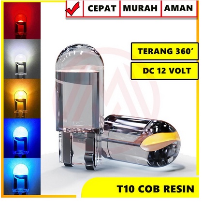 Lampu LED T10 KACA RESIN FULL 360 Senja Sein Sen Super Bright Dop w5w sepeda motor mobil plat