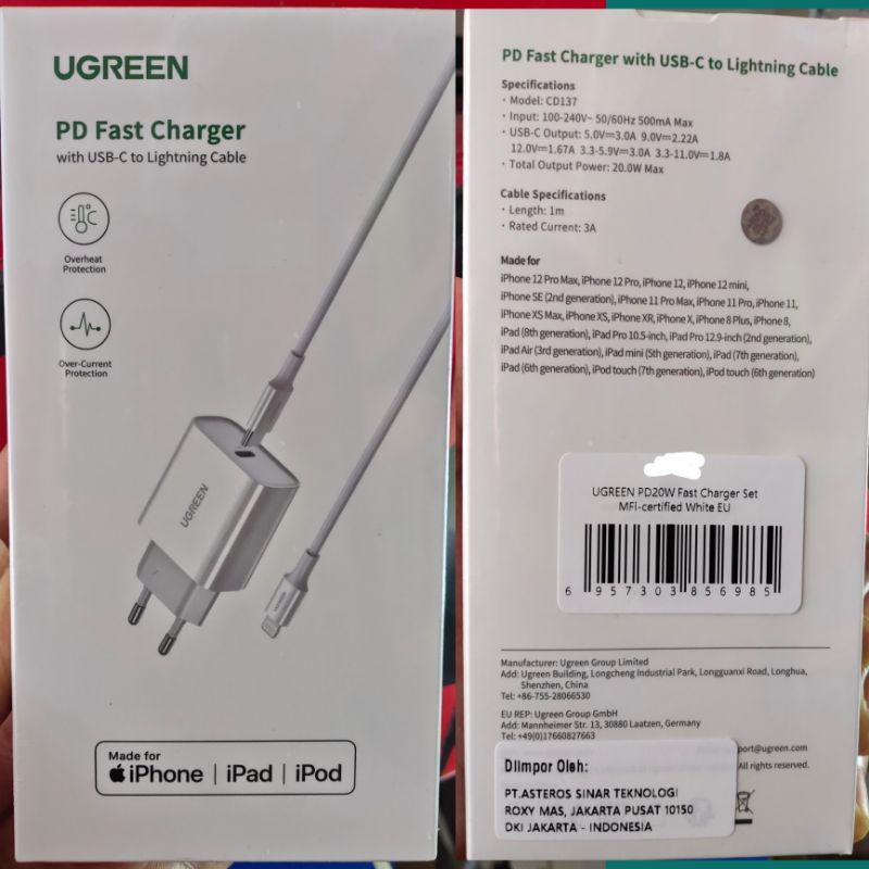 Charger Ugreen 20W MFi Original