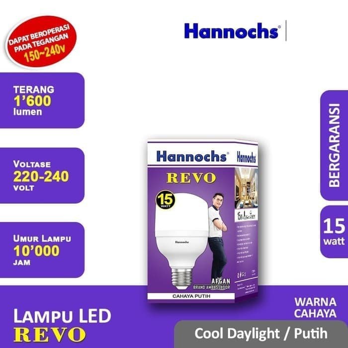 HANNOCHS Lampu LED REVO 15 Watt - Cahaya Putih - Garansi 1 Tahun