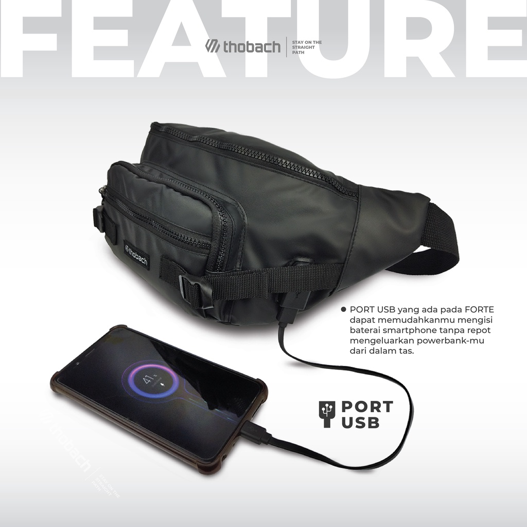 THOBACH - WAIST BAG WATERPROOF FORTE TAS PINGGANG ANTI AIR SLING BAG TAS SELEMPANG SPORTY ORIGINAL