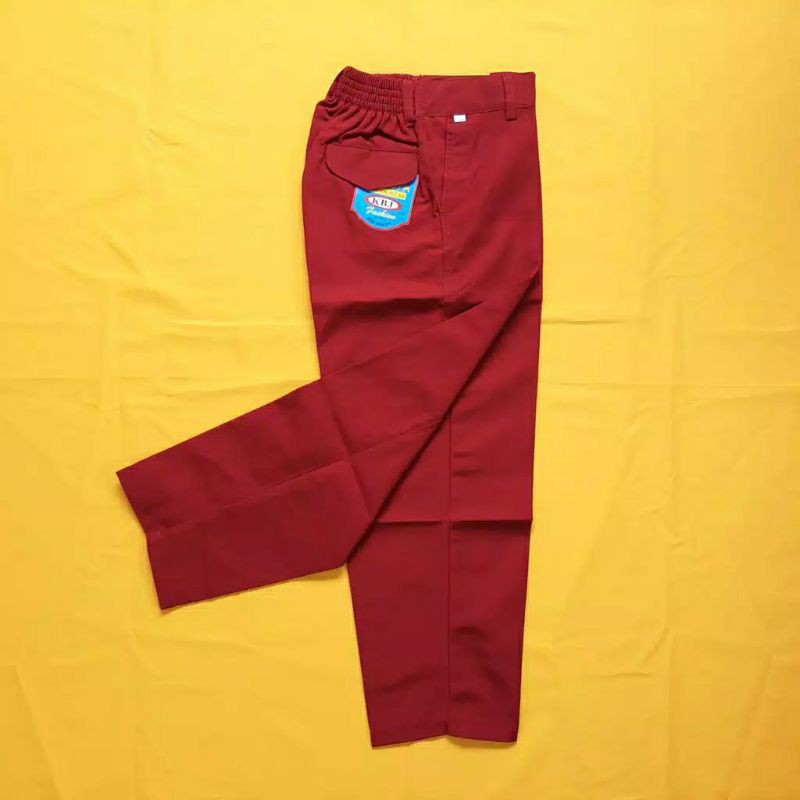 Celana SD panjang karet warna merah merk SERAGAM & BULOVA