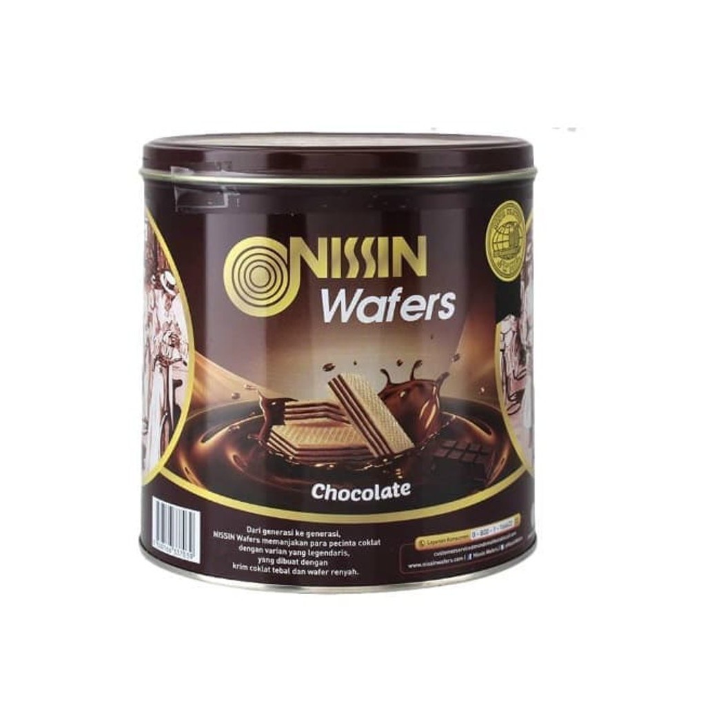 Wafer Sandwich NISSIN Chocolate Toples Kaleng 600 Gr Gram Cokelat Coklat Manis Gurih Renyah Cemilan 
