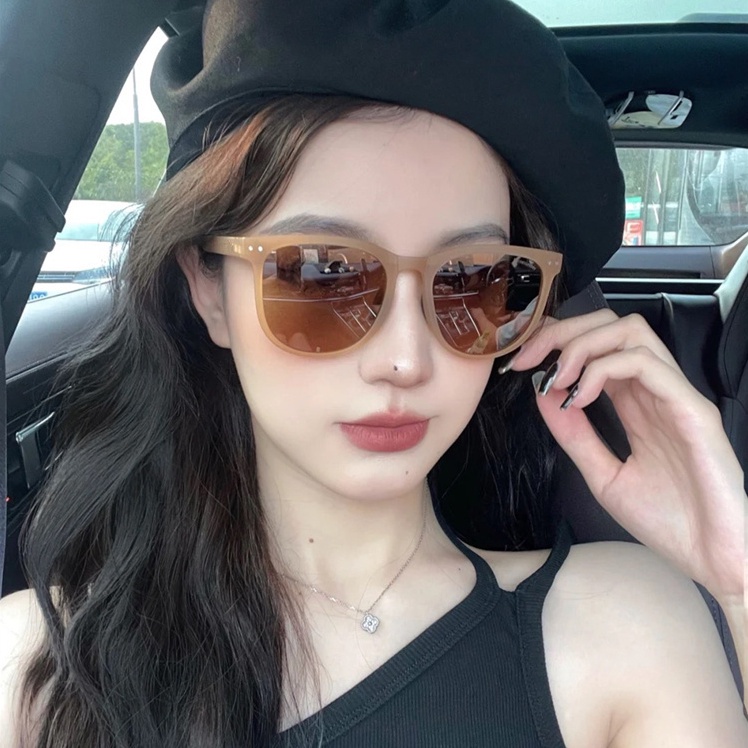 Papaozhu Ins Trendi Paragraf Lipat Bingkai Coklat Kacamata Hitam Untuk Wanita Pria Fashion Polarized Shades Personality UV400 Protection Eyewear