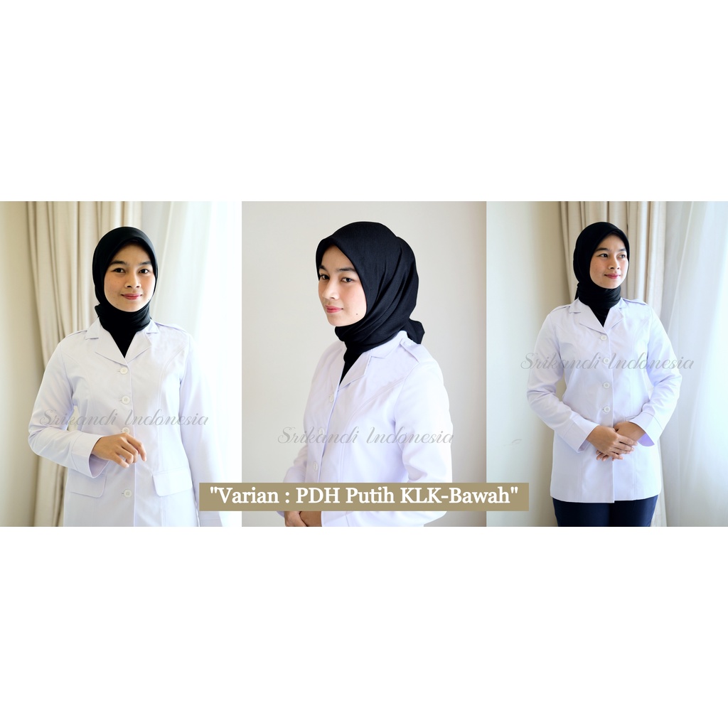 PREMIUM QUALITY Baju Dinas Seragam Putih  PNS / Pemda PDH Putih Wanita Wool Cashmere