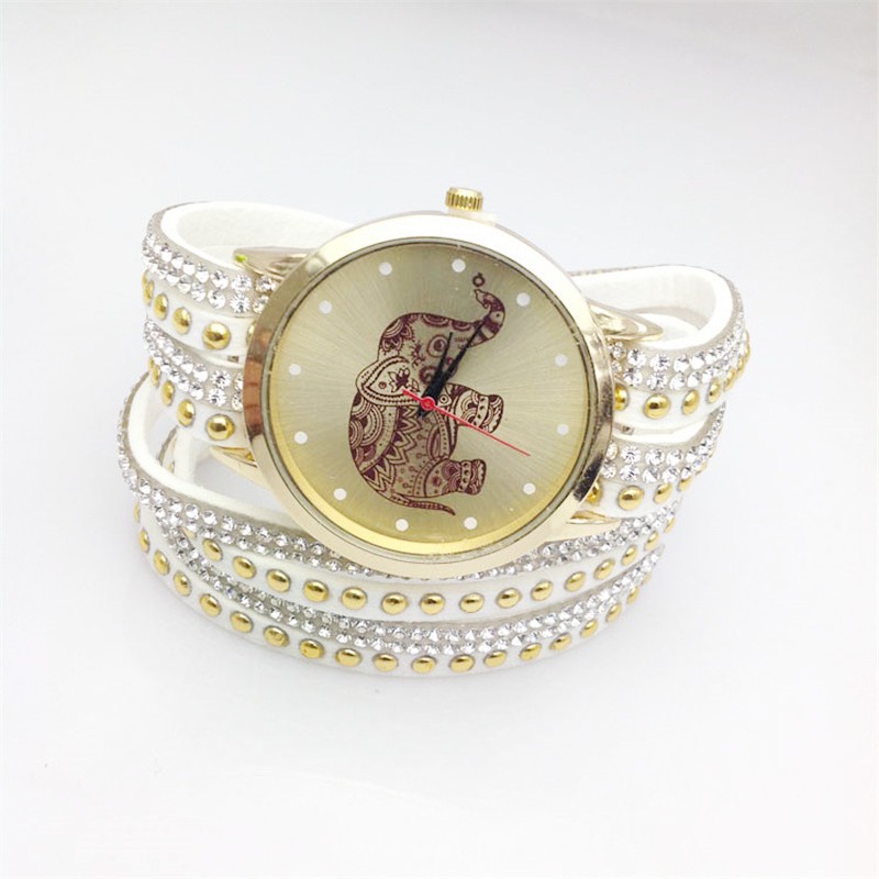 jam tangan motif gajah velvet elephant pattern watch (1J2) JWA016