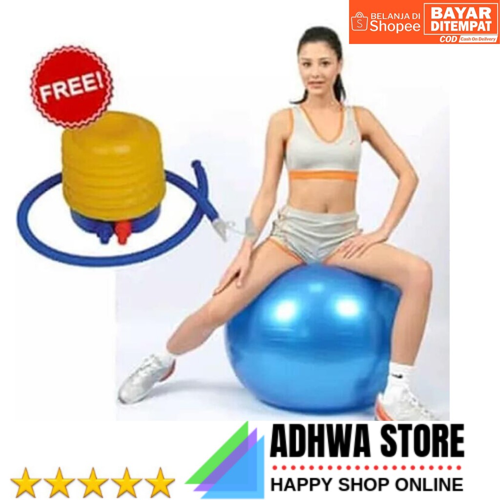 GymBall Bonus Pompa Manual Bola Yoga Alat Fitnes 