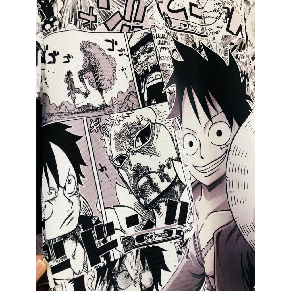 Tshirt Luffy Onepiece Fullprint Black White