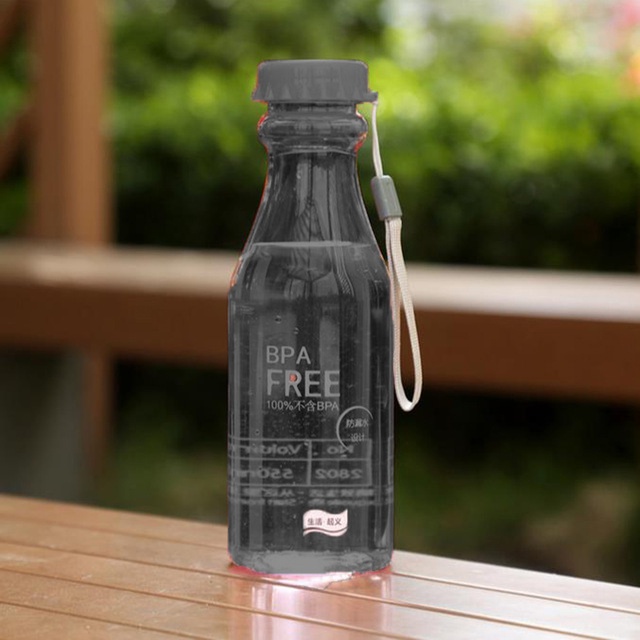 Botol Minum Unik BPA Free Anti Tumpah  / Tempat Botol Air Minum - X447-Hitam