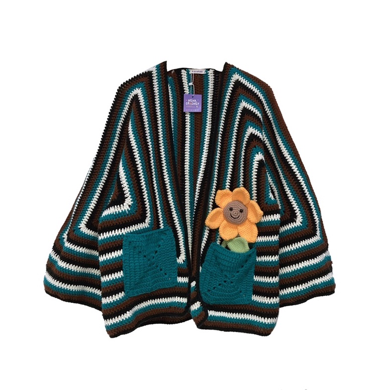 Hexagon Crochet Cardigan | cardigan rajut (handmade crochet)