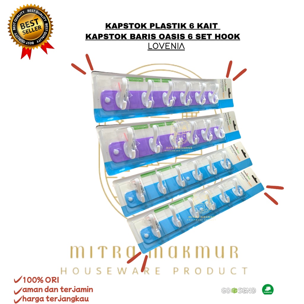 NEW!! KAPSTOK PLASTIK 6 KAIT / KAPSTOK BAJU OASIS 6 SET HOOK