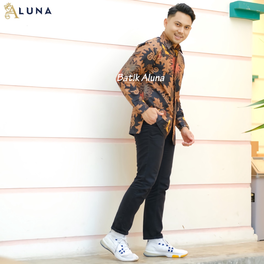 KEMEJA BATIK PRIA LENGAN PANJANG PREMIUM REGULAR MODERN BATIK ALUNA PCW 063