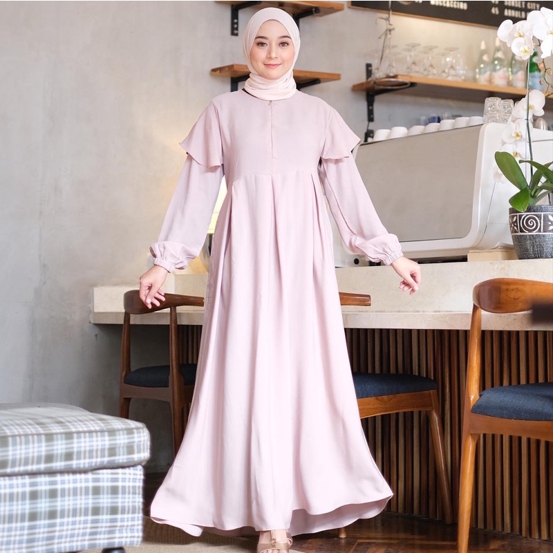 Restock !! Rinjani Dress (gamis polos) (gamis busui friendly) / gamis lebaran