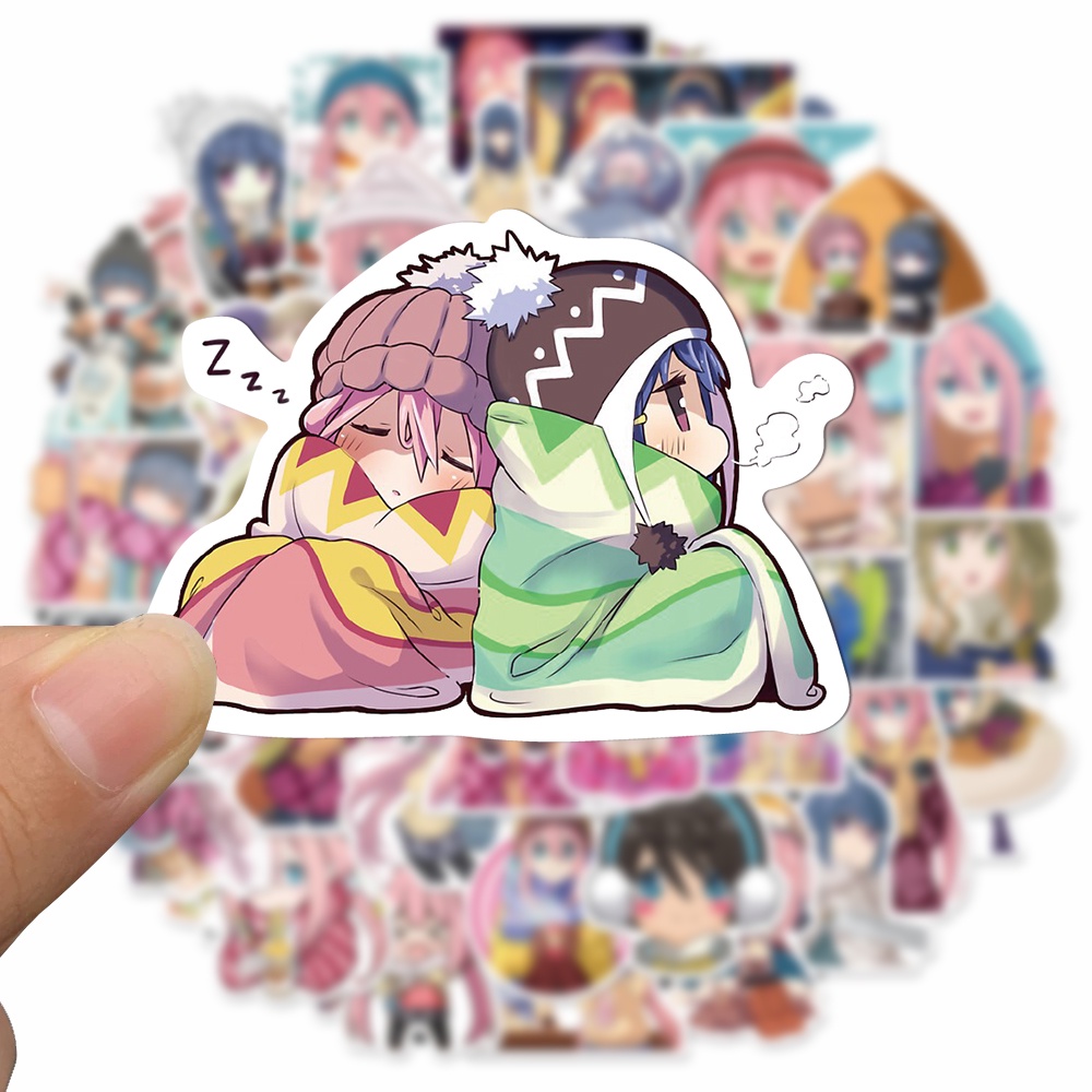 50pcs anime yuru camp stickers children's hand account stickers laptop water cup waterproof stickers