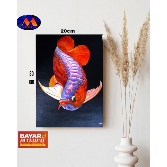 HIASAN DINDING TEMA IKAN KOI/POSTER KAYU IKAN KOI/POSTER IKAN KOI/HIASAN DINDING RUMAH/WALLDECOR