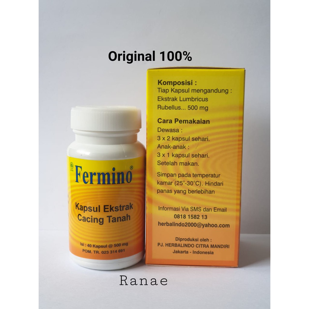 Fermino (Kapsul Ekstrak Cacing Tanah) 40 Kapsul - Obat Tifus / Tipes