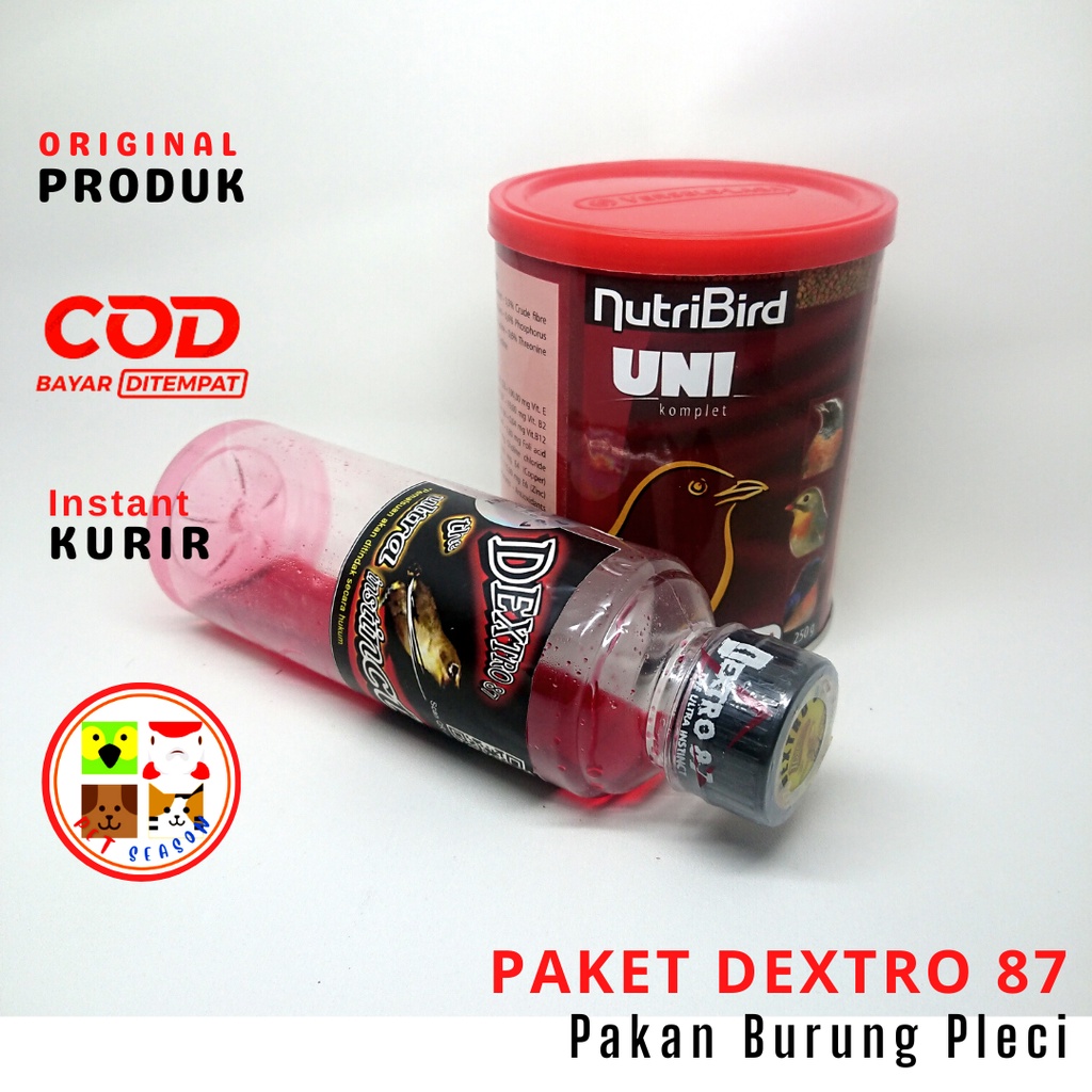 [ PAKET ] DEXTRO 87 & NUTRIBIRD UNI KOMPLET Paket Vitamin dan Pakan Pleci Untuk Harian dan Lomba