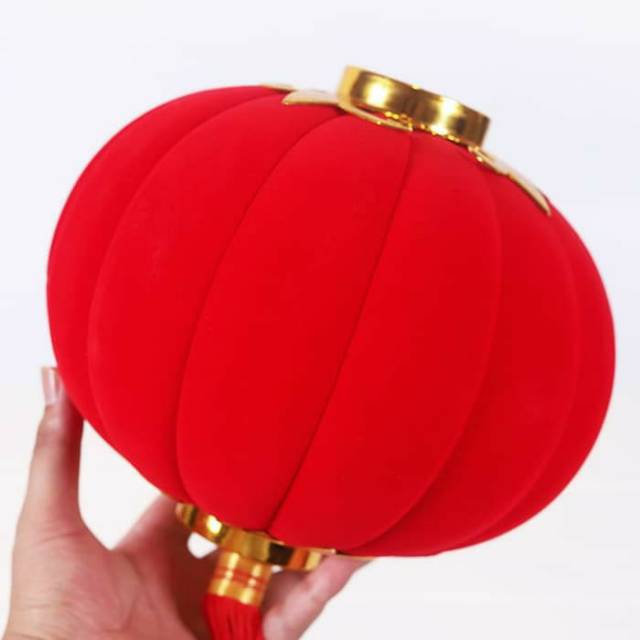 Lampion Beludru Jumbo 12 Cm Lampion Merah Beludru Dekor Pohon Imlek