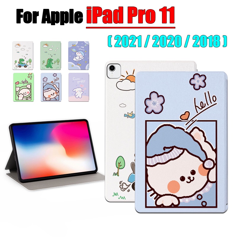 [Ready Stock] For Apple iPad Pro 11 2021 2020 2018 iPad Pro 11-inch 3rd 2nd 1st generation Tablet Protective Case Fashion Pattern Cartoon Anime Stand Flip Cover A2301