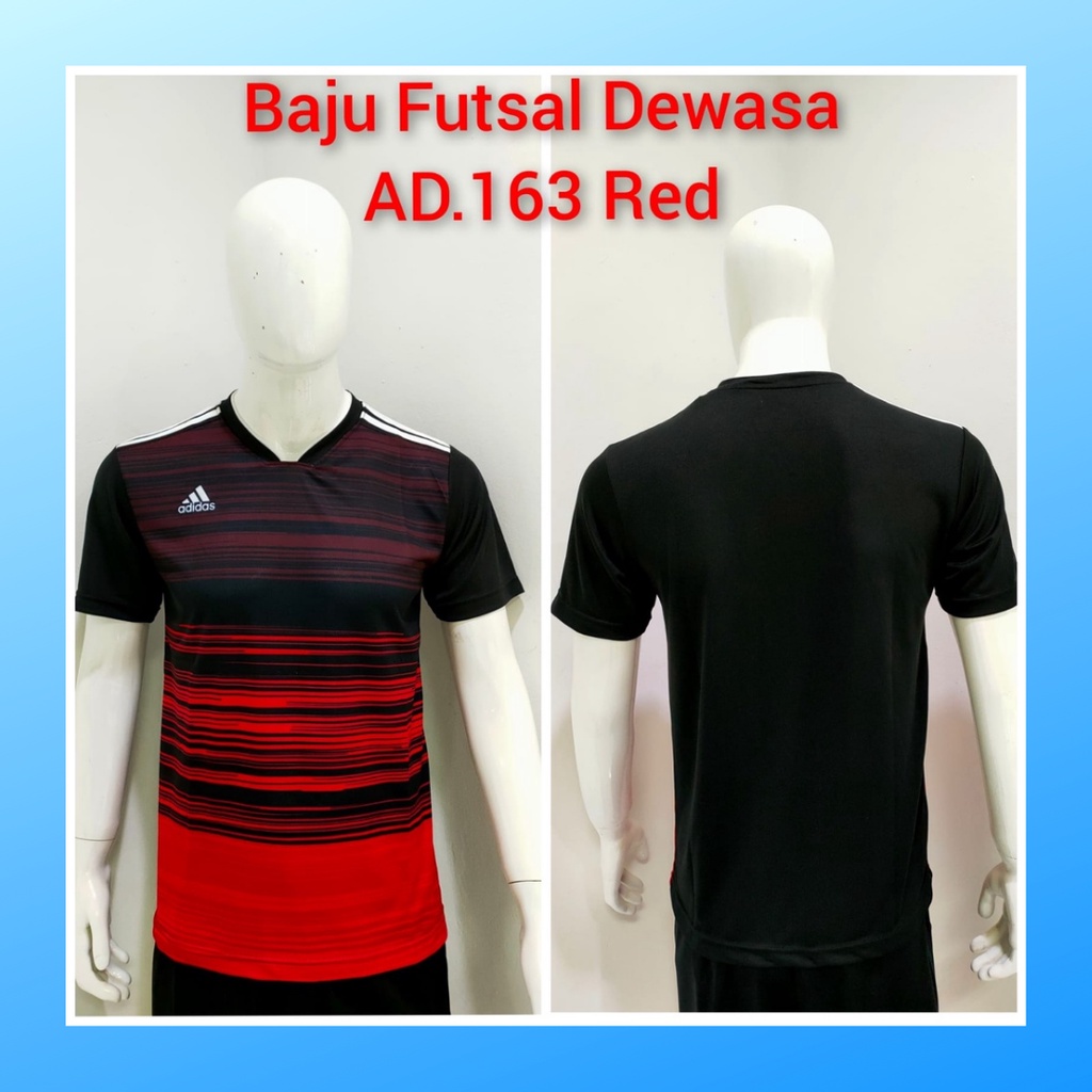 jersey futsal pria kaos sepak bola club baju atasan wanita dewasa t-shirt seragam custom jersy outfit klub olahraga kostum jarsey soccer pakaian oblong sports suit apparel AD163 merah