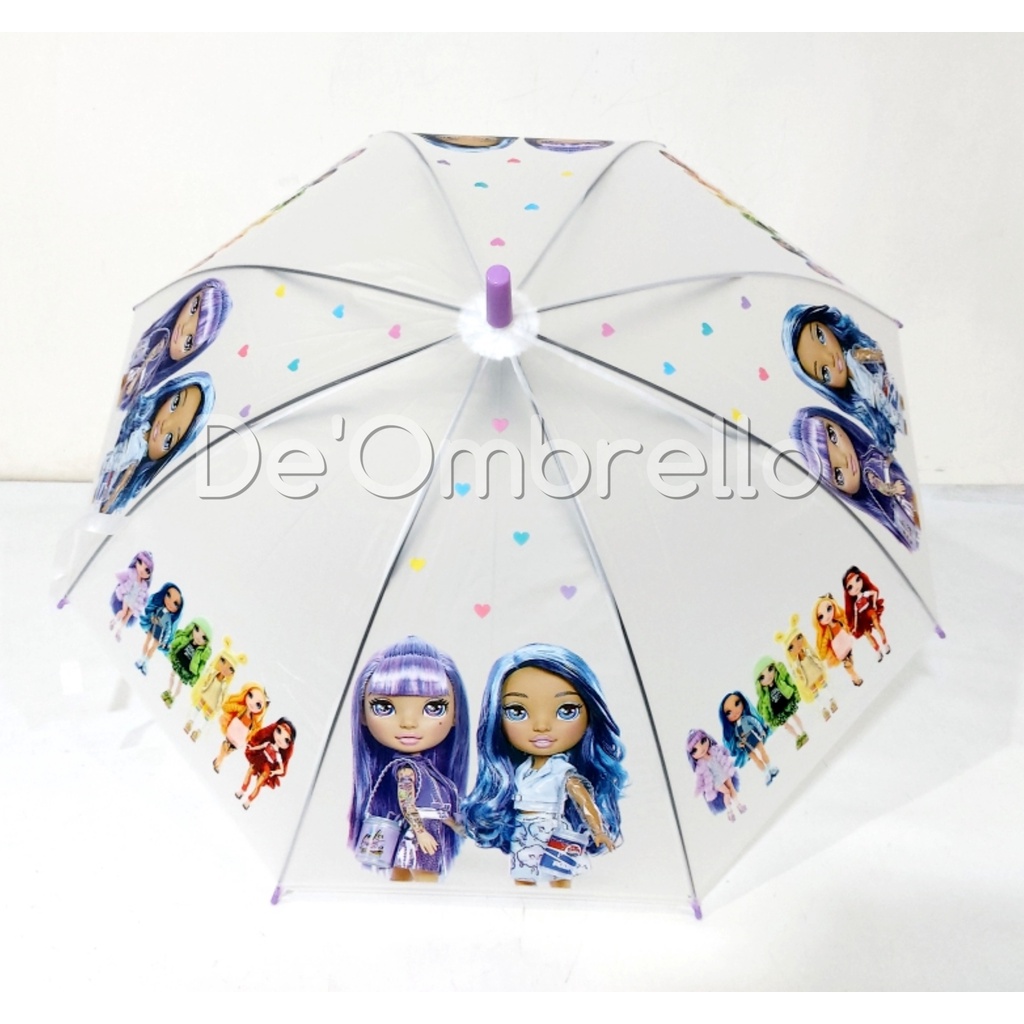 (007RSF)De'Ombrello! Payung PVC Anak Motif Rainbow Surprise Full Print