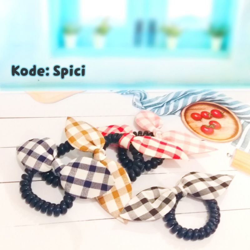 ikat rambut karet spiral hitam chibi spici high quality kuncir rambut