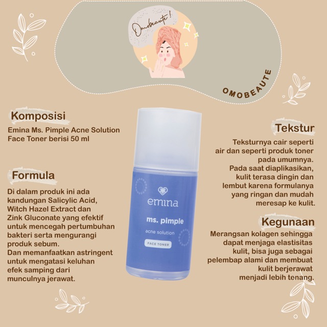 Emina Ms Pimple Acne Solution Face Toner Indonesia