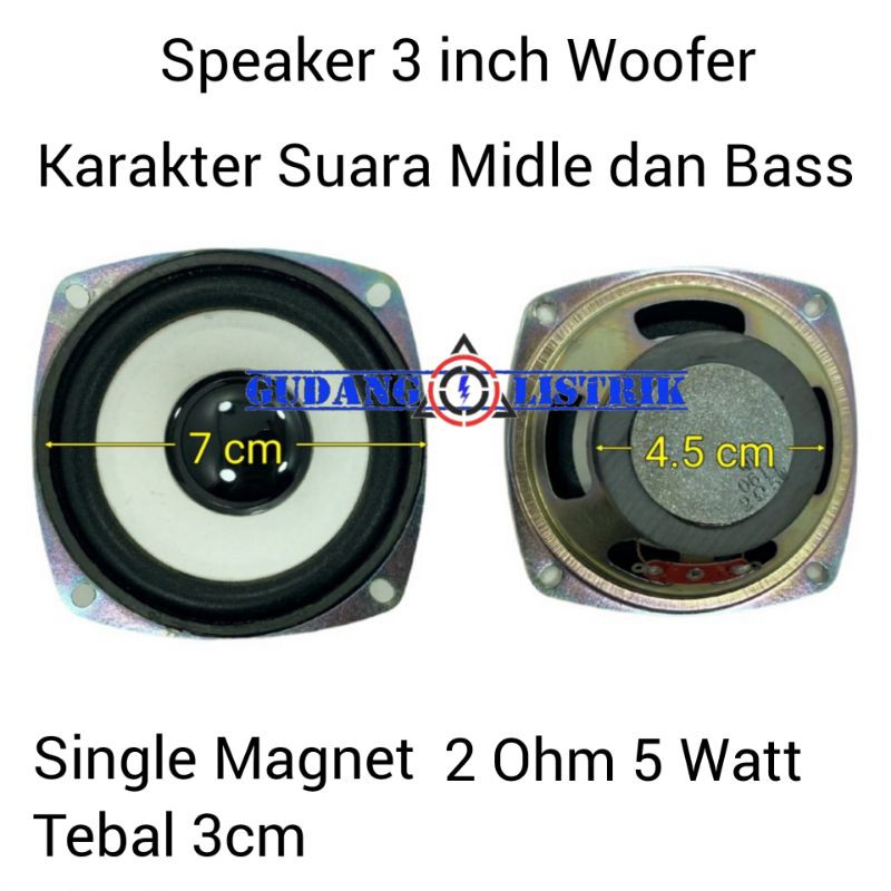 Speaker Pasif 3inch 2 Ohm 5 Watt Woofer
