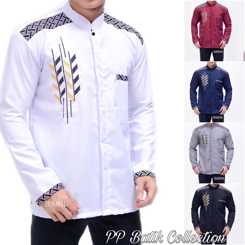 Baju Koko Pria Kombinasi Batik Baju Koko Pria Lengan Panjang Baju koko Modern Baju Koko Fashion