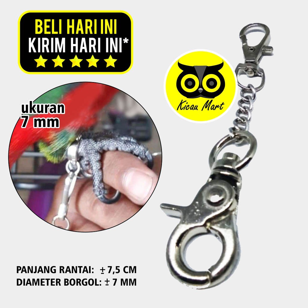 KICAUMART RANTAI BORGOL BESI BESAR TEBAL RING PENGAMAN KAKI BURUNG NURI BEO BETET HANTU ALBA RKSTR1