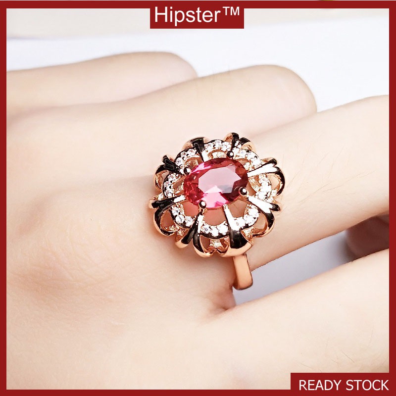 Hot Sale Design Featured Personality Hollow out Pattern Inlaid Ruby Ring