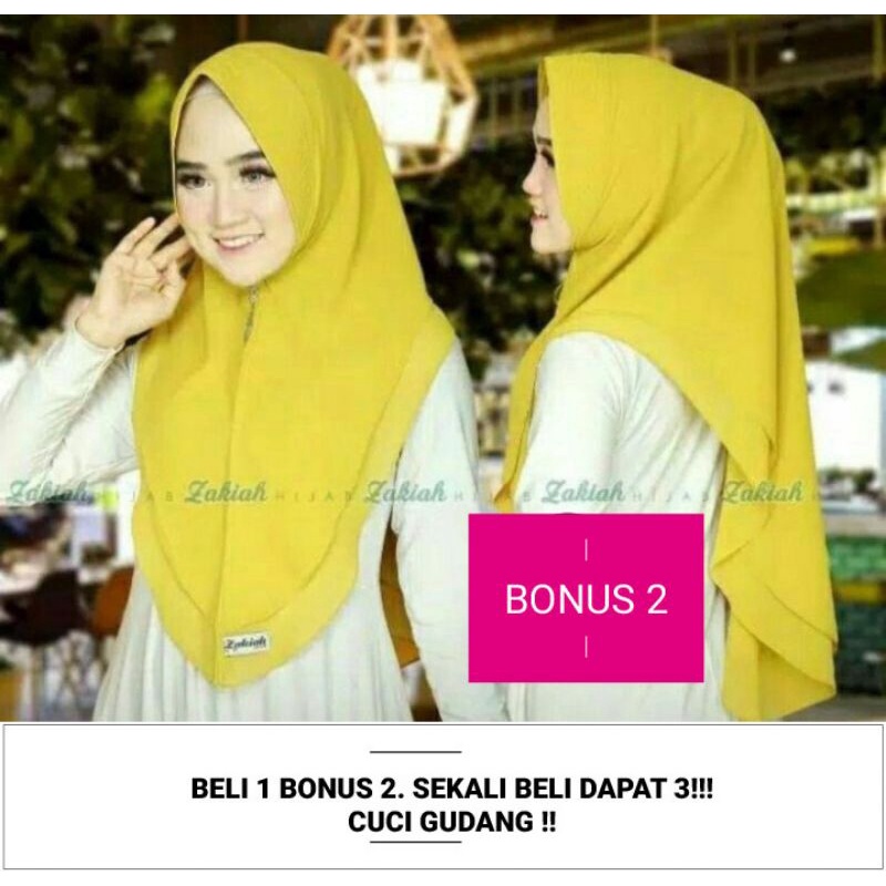 Hijab Khimar Instan Bonus Hijab Pollycotton Kerudung Syar'i Hijab Premium Hijab 2 layer hijab Khimar