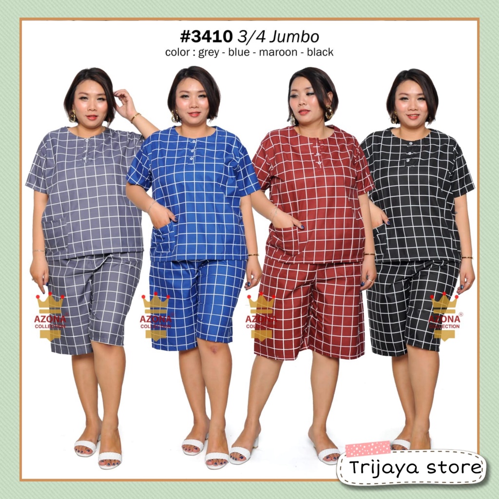 Trijaya . baju tidur wanita dewasa 3/4 jumbo / piyama setelan celana pendek jumbo XXL