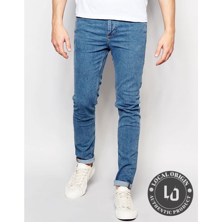 CELANA JEANS PRIA SLIM FIT BIRU MUDA