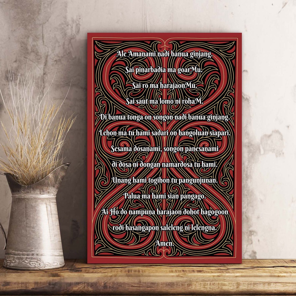 hiasan dinding doa bapa kami bahasa batak walldecor nasrani kristen / katolik