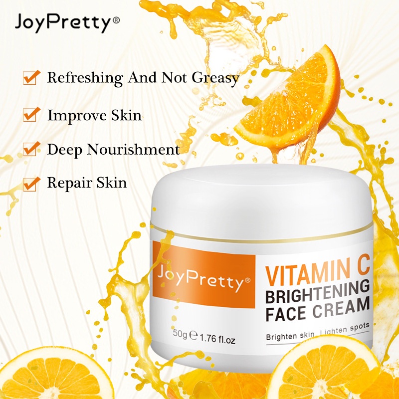 Krim pemutih wajah Crem pemutih wajah Face cream Vitamin C Whitening Krim Wajah Bintik-bintik Gelap Krim Wajah Perbaikan Memudar Bintik-bintik Melanin Remover